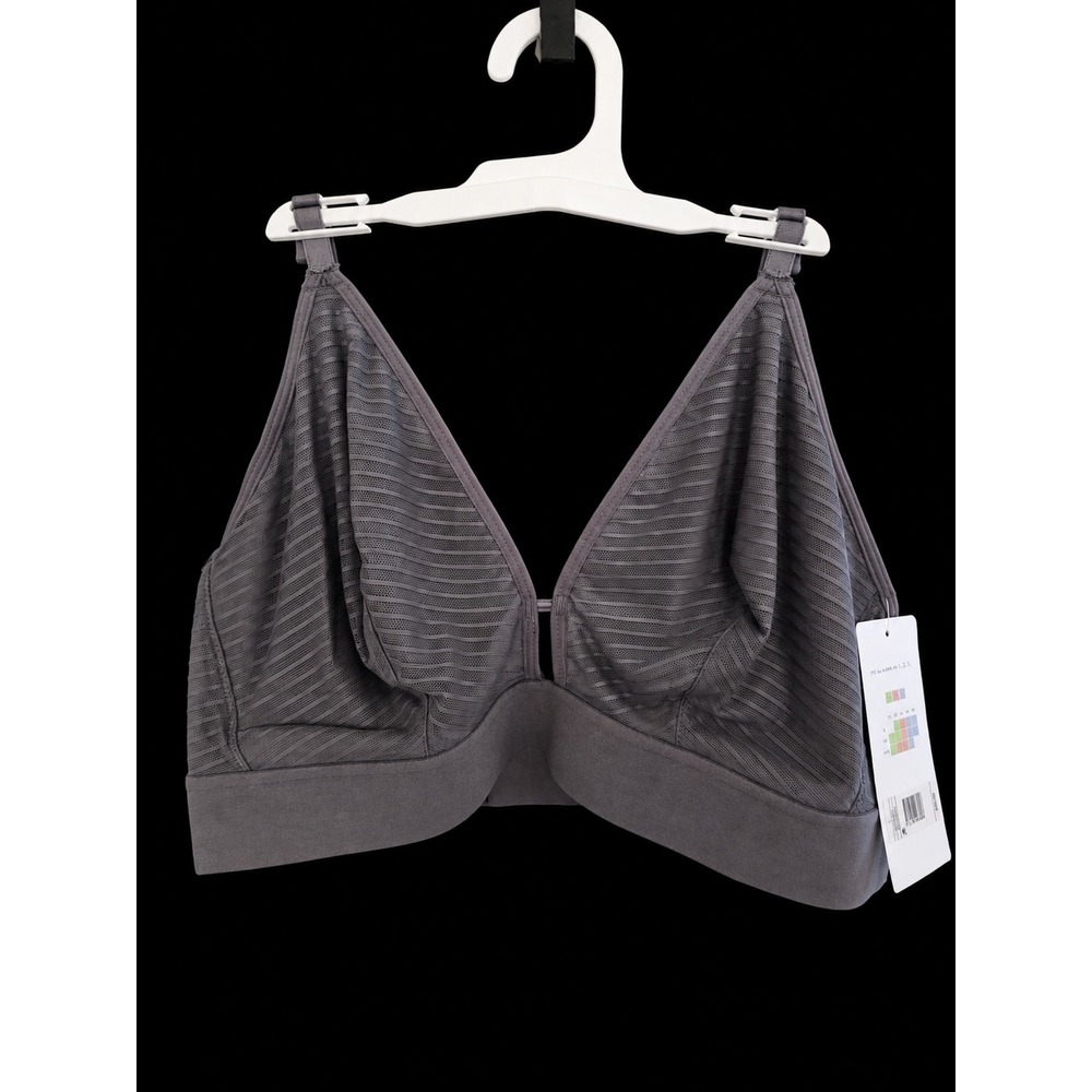 Lively All You Striped Mesh Bralette Gray Wireless Support Size 3 D DD DDD